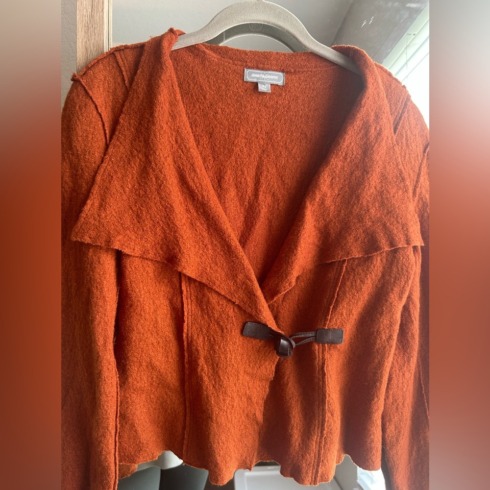Johnston And Murphy Women’s Burnt Orange Rust Wool Blend Jacket Toggle Close XS